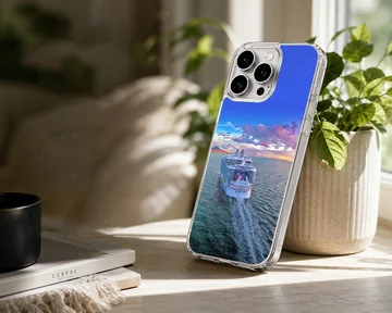 Stunning scenic view of a cruise ship sailing across the ocean phone case — Lifestyle