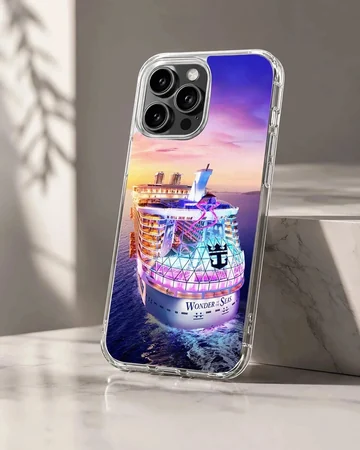 Cruise ships sailing through serene ocean waters on phone case