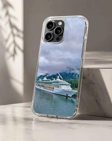 Stunning seascape featuring cruise ships in a serene landscape phone case