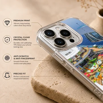Photographic artwork of a cruise ship with a swimming pool and ocean view phone case — Info