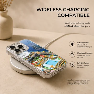Photographic artwork of a cruise ship with a swimming pool and ocean view phone case — Charging