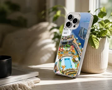 Photographic artwork of a cruise ship with a swimming pool and ocean view phone case — Lifestyle