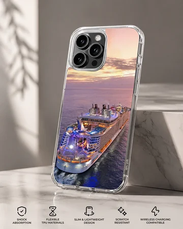 Stunning sunset view of cruise ships on the ocean phone case — Specs