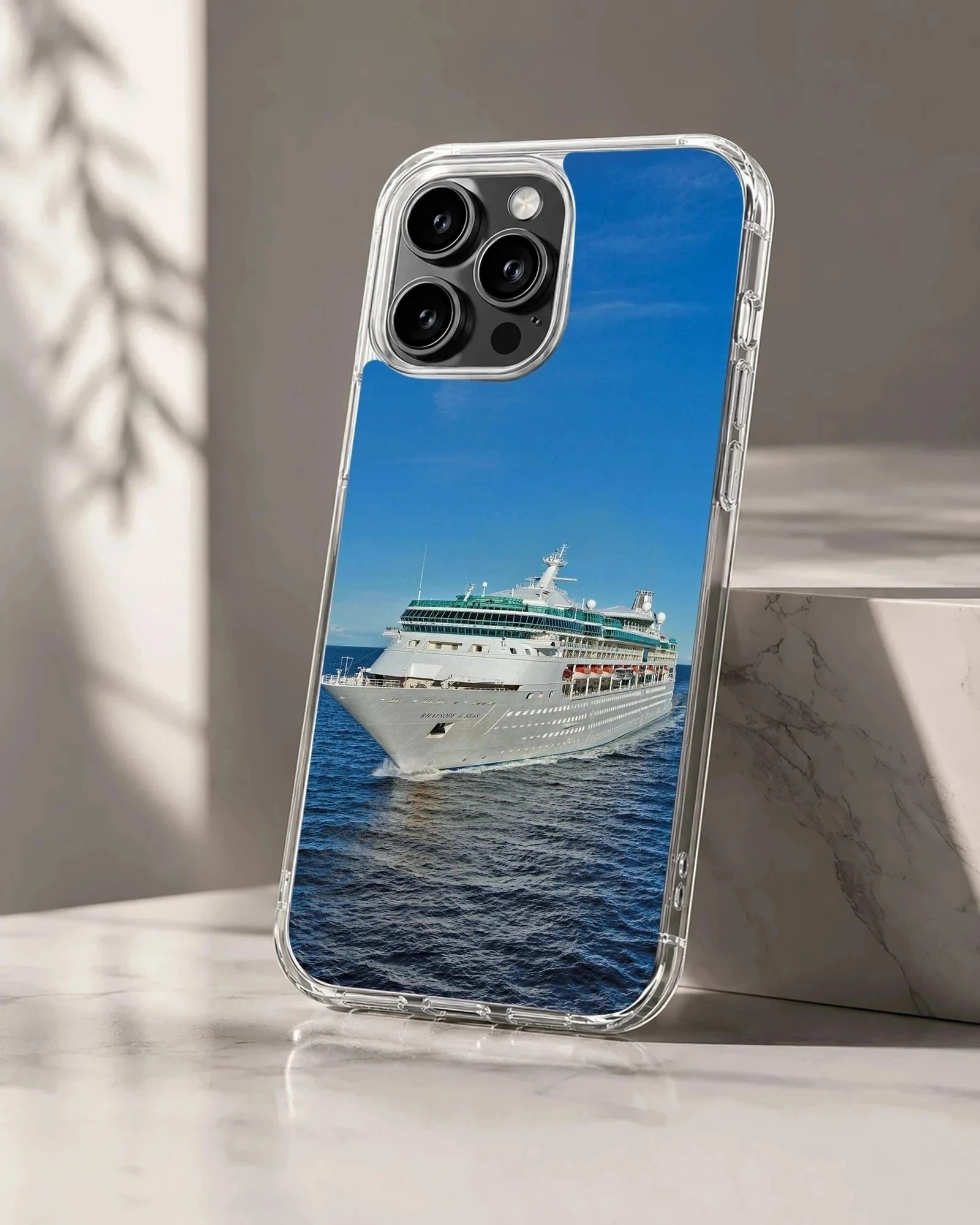 Stunning cruise ship sailing on clear blue waters phone case