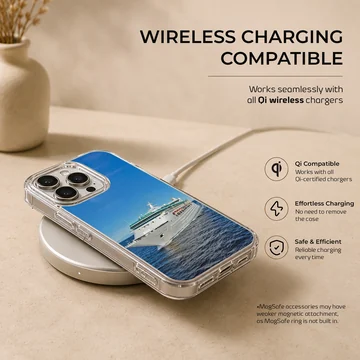 Stunning cruise ship sailing on clear blue waters phone case — Charging