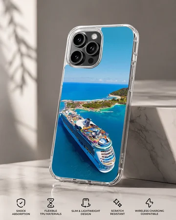 Stunning cruise ship sailing through serene blue waters phone case — Specs