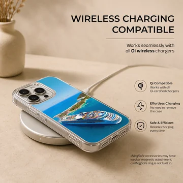Stunning cruise ship sailing through serene blue waters phone case — Charging