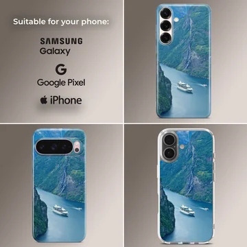 Cruise Ships phone case featuring a serene landscape view — Collage