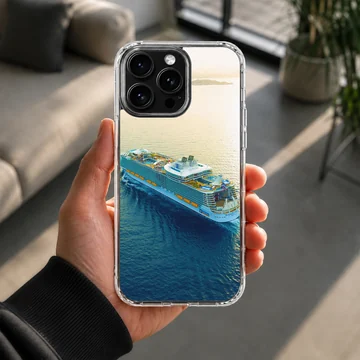 Aerial view of a cruise ship sailing on calm waters phone case — Lifestyle