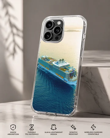 Aerial view of a cruise ship sailing on calm waters phone case — Specs