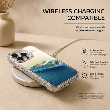 Aerial view of a cruise ship sailing on calm waters phone case — Charging