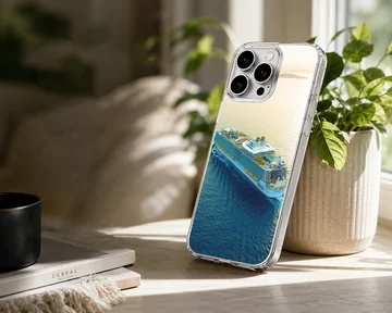 Aerial view of a cruise ship sailing on calm waters phone case — Lifestyle