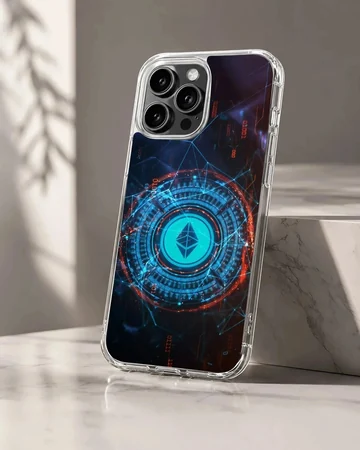 Futuristic design featuring crypto symbols and vibrant colors, Crypto phone case