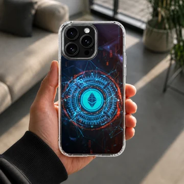 Futuristic design featuring crypto symbols and vibrant colors, Crypto phone case — Lifestyle
