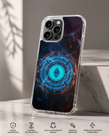 Futuristic design featuring crypto symbols and vibrant colors, Crypto phone case — Specs