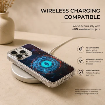 Futuristic design featuring crypto symbols and vibrant colors, Crypto phone case — Charging