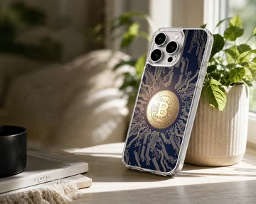 Dynamic Bitcoin design with circuit pattern on phone case — Lifestyle