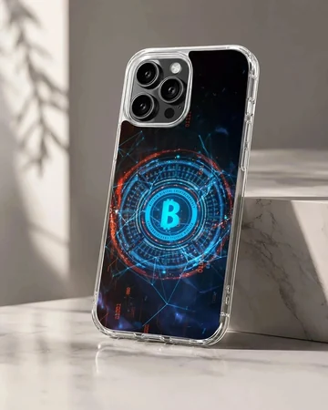 Futuristic Bitcoin design on a crypto phone case