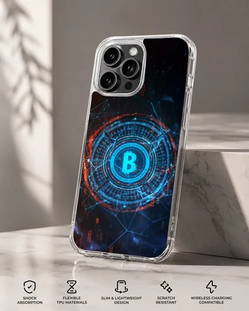 Futuristic Bitcoin design on a crypto phone case — Specs