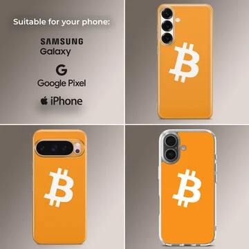 Bold Bitcoin design on orange background phone case — Collage