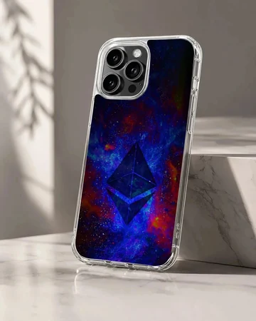 Ethereum design on a vibrant cosmic background phone case