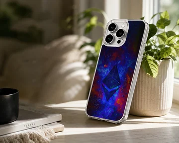 Ethereum design on a vibrant cosmic background phone case — Lifestyle