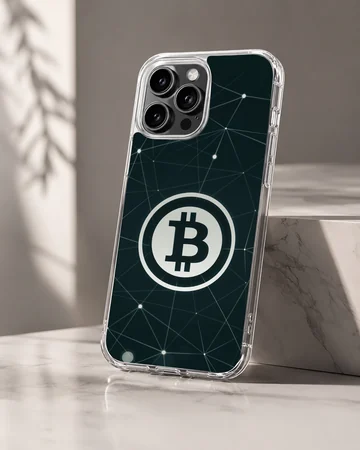 Stylish crypto-themed phone case with digital artwork — Hero