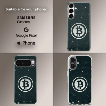 Stylish crypto-themed phone case with digital artwork — Collage