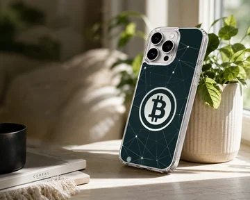Stylish crypto-themed phone case with digital artwork — Lifestyle