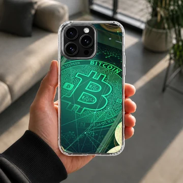 Crypto-themed artwork featuring Bitcoin on a phone case — Lifestyle