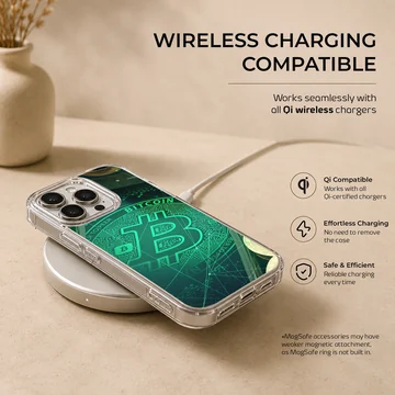 Crypto-themed artwork featuring Bitcoin on a phone case — Charging