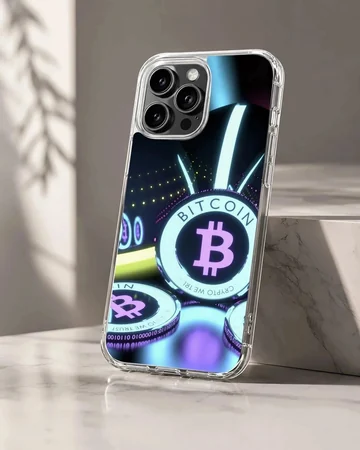Bitcoin design in vibrant colors on a Crypto phone case