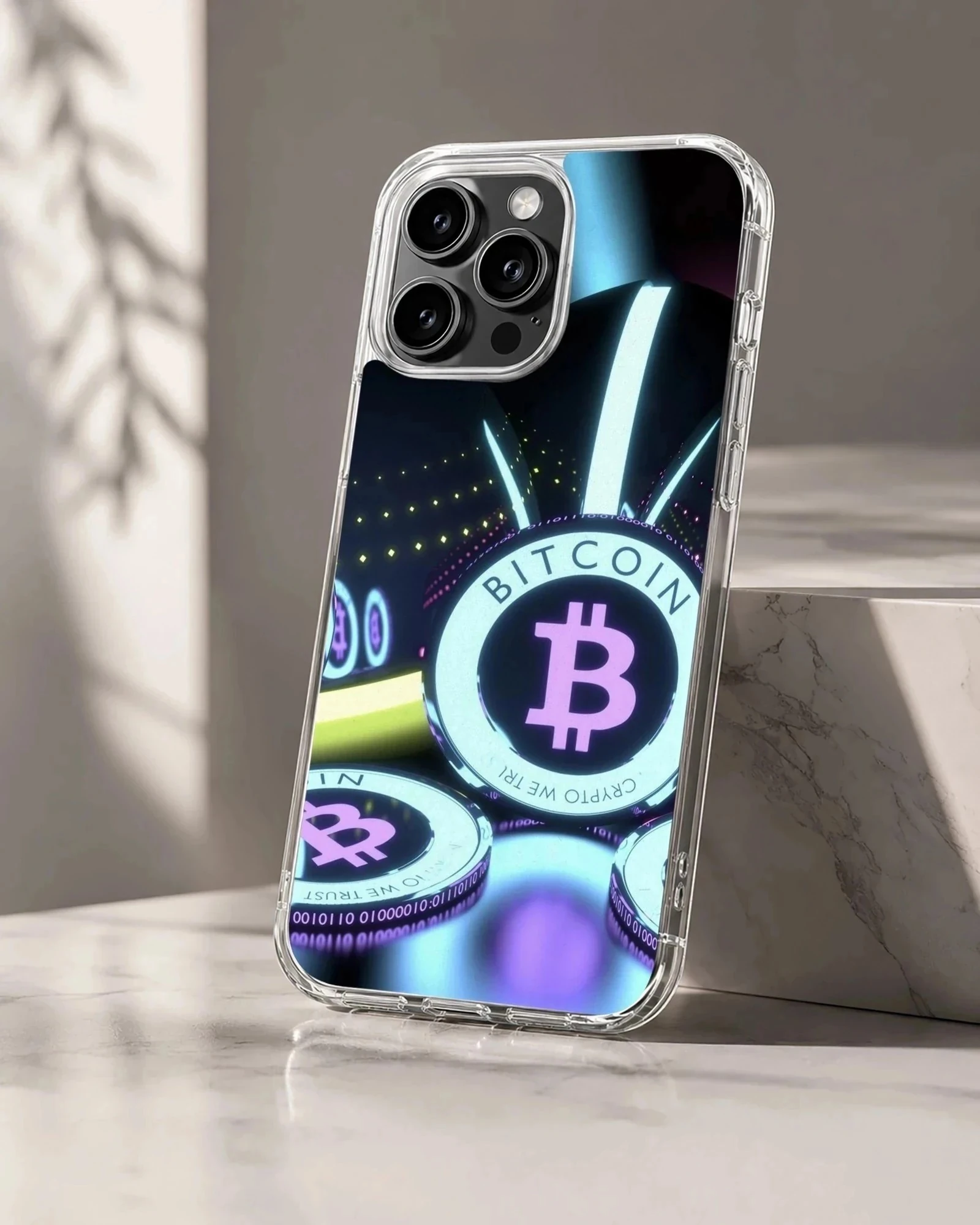 Bitcoin design in vibrant colors on a Crypto phone case