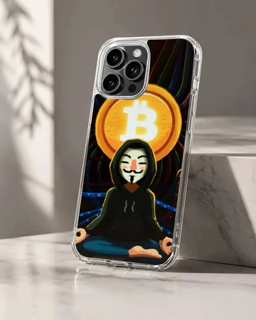 Edgy digital illustration featuring crypto design on a phone case