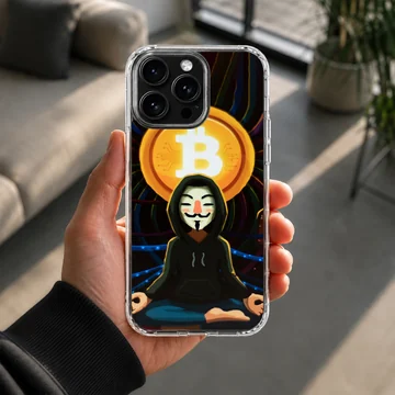 Edgy digital illustration featuring crypto design on a phone case — Lifestyle