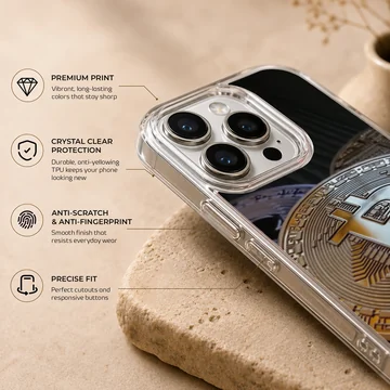 Stunning cryptocurrency design on a phone case featuring a Bitcoin symbol — Info