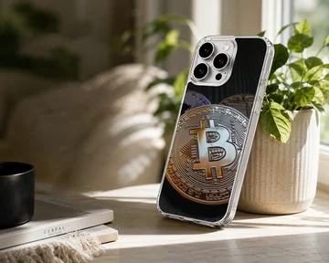 Stunning cryptocurrency design on a phone case featuring a Bitcoin symbol — Lifestyle