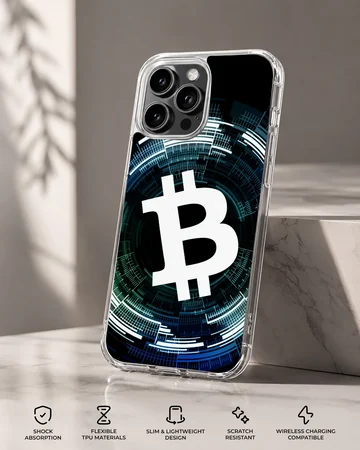 Dynamic Bitcoin design on a black background phone case — Specs