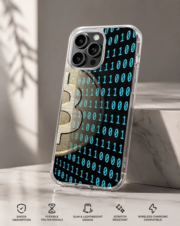 Dynamic Bitcoin design with binary code on the phone case — Specs