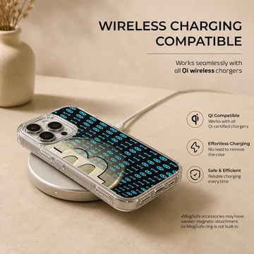 Dynamic Bitcoin design with binary code on the phone case — Charging