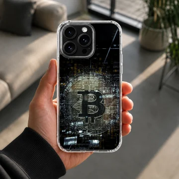 Bold Bitcoin pattern design on a stylish phone case — Lifestyle