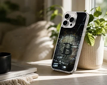 Bold Bitcoin pattern design on a stylish phone case — Lifestyle