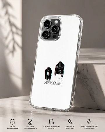 Bold typography of Crystal Castles on a striking phone case — Specs