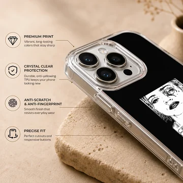 Edgy black and white artwork depicting Crystal Castles on a phone case — Info