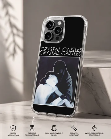 Striking black and white artwork for Crystal Castles phone case — Specs
