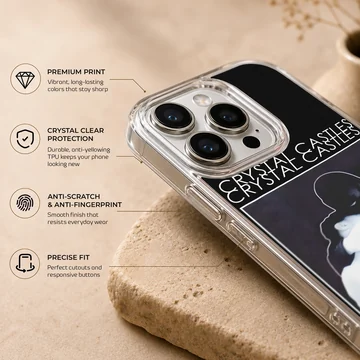 Striking black and white artwork for Crystal Castles phone case — Info