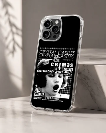 Bold typography design featuring Crystal Castles on a phone case — Hero