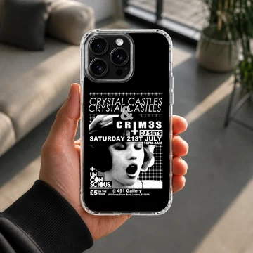 Bold typography design featuring Crystal Castles on a phone case — Lifestyle