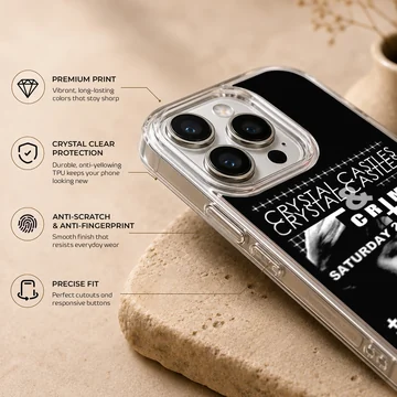 Bold typography design featuring Crystal Castles on a phone case — Info