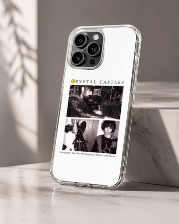 Crystal Castles artwork phone case featuring dynamic black and white design — Hero